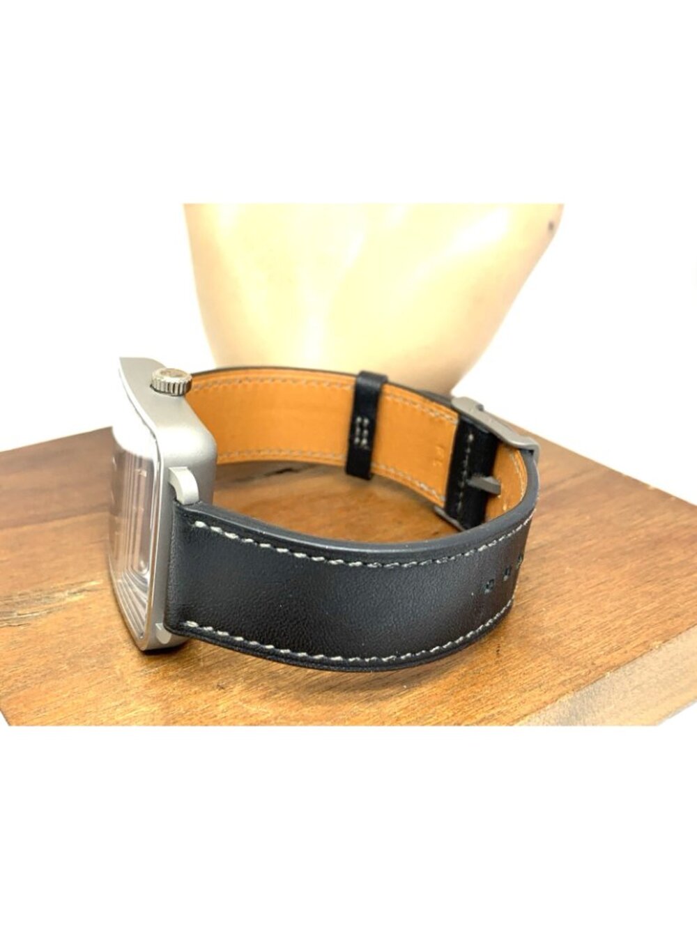 Hermes Men's Watch TI1.741 Swiss Automatic Gray Dial Titanium Black Leather Band - Picture 7 of 12